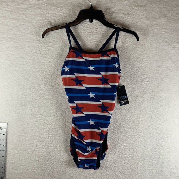 Speedo Swimsuit Womens 10/36 Multicolor Star Print Prolt Flyback One Piece 8072 - Picture 1 of 7